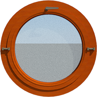 Деревянное окно - круг из лиственницы Модель 104 Золотой тик